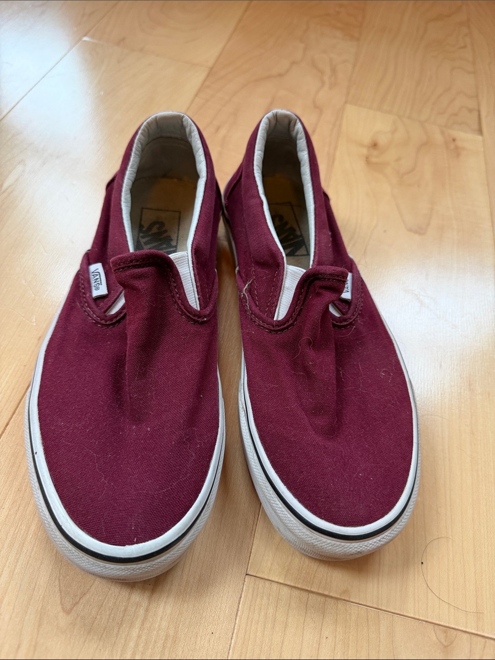 Vans Women’s Slip-On Canvas Sneakers in Burgundy and White size 7.5 or EUR 38
